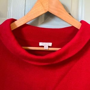 Talbots 3/4 Length Red Collar Sweater